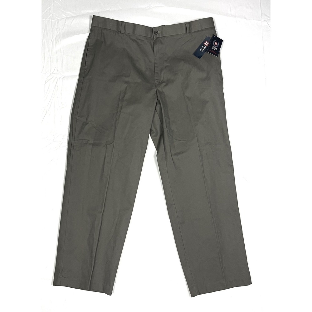 NWT New Chaps Men's Classic Fit Belted Chino Cotton Blend Pants Grey 42x32